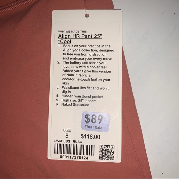 NWT Align High Rise Pant 25” Cool Size 8 RustCoral - Picture 4 of 6